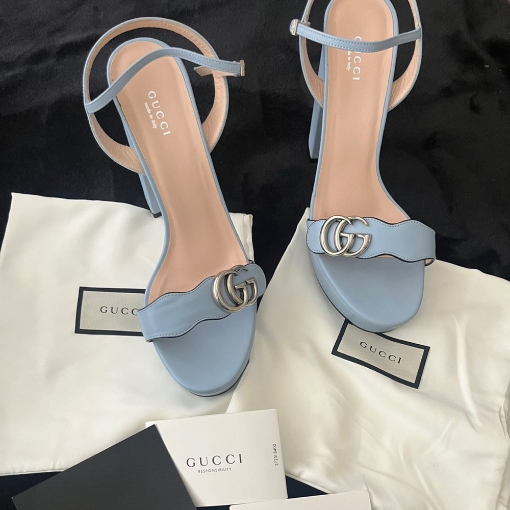 Gucci Marmont blue heels 40
